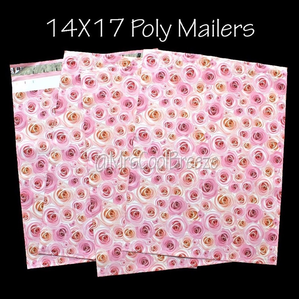 25 - 14X17 Designer Rose Designer Poly Mailers